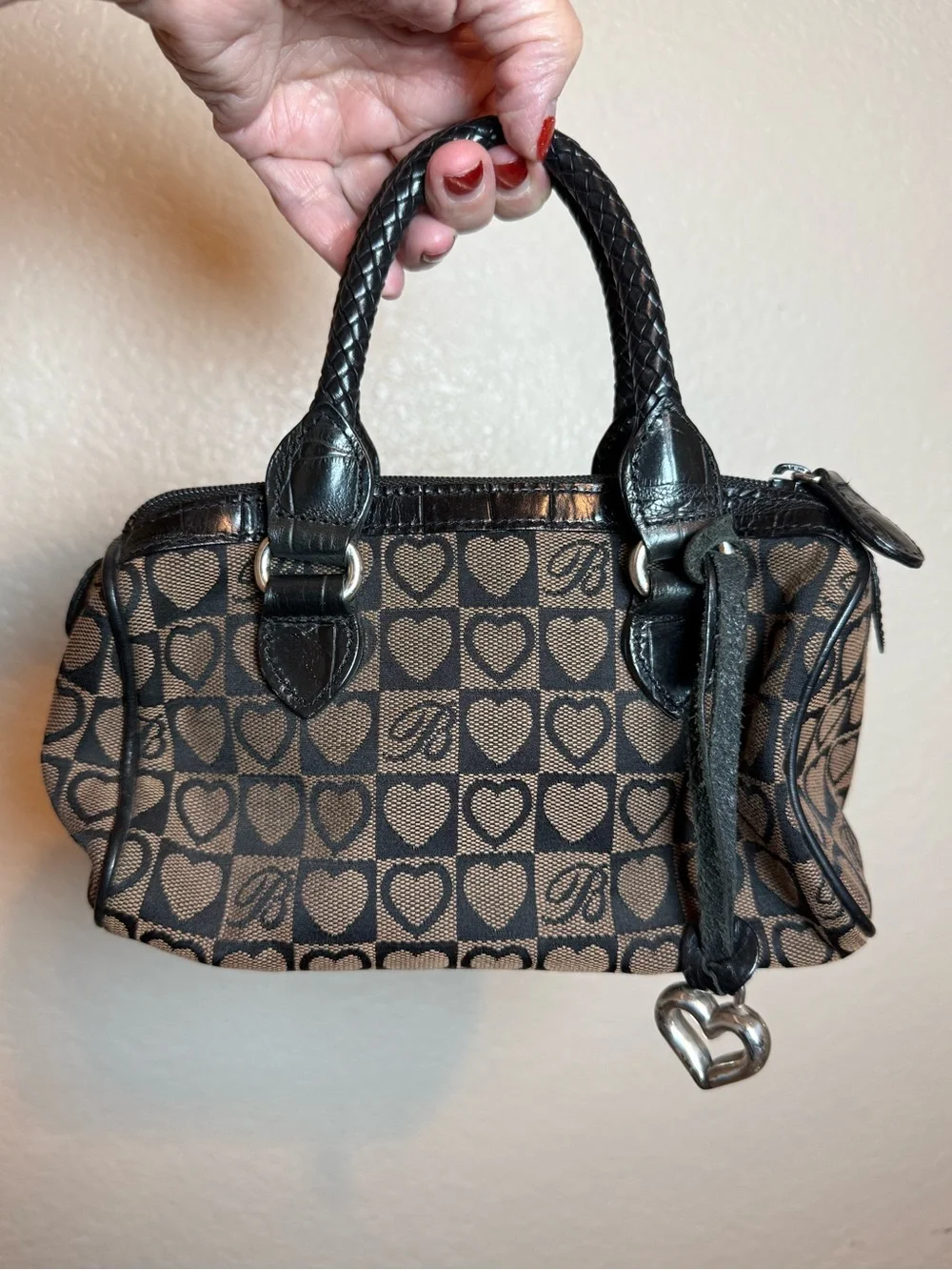 Brighton Mini Satchel Bag Brown & Black Canvas & Leather